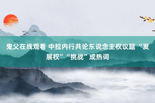 鬼父在线观看 中拉内行共论东说念主权议题 “发展权”“挑战”成热词