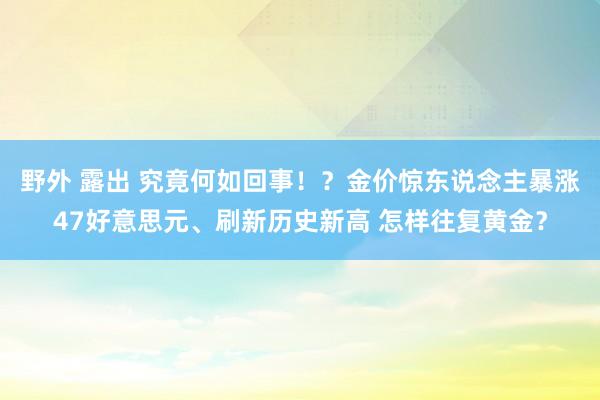 野外 露出 究竟何如回事！？金价惊东说念主暴涨47好意思元、刷新历史新高 怎样往复黄金？