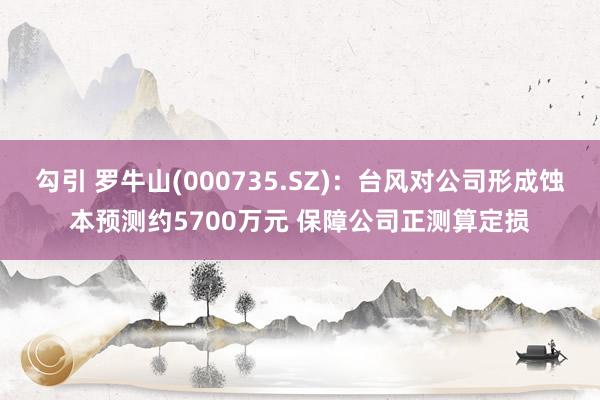 勾引 罗牛山(000735.SZ)：台风对公司形成蚀本预测约5700万元 保障公司正测算定损