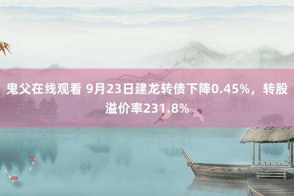 鬼父在线观看 9月23日建龙转债下降0.45%，转股溢价率231.8%