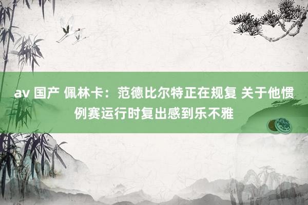 av 国产 佩林卡：范德比尔特正在规复 关于他惯例赛运行时复出感到乐不雅