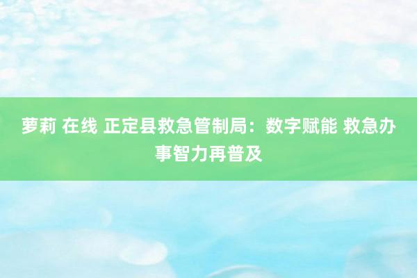 萝莉 在线 正定县救急管制局：数字赋能 救急办事智力再普及