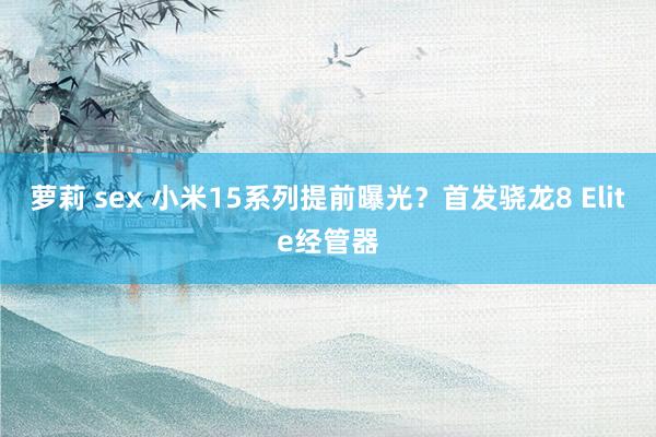 萝莉 sex 小米15系列提前曝光？首发骁龙8 Elite经管器