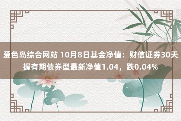 爱色岛综合网站 10月8日基金净值：财信证券30天握有期债券型最新净值1.04，跌0.04%