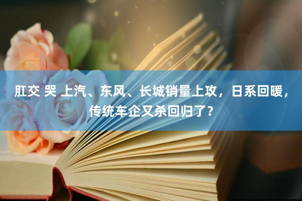 肛交 哭 上汽、东风、长城销量上攻，日系回暖，传统车企又杀回归了？