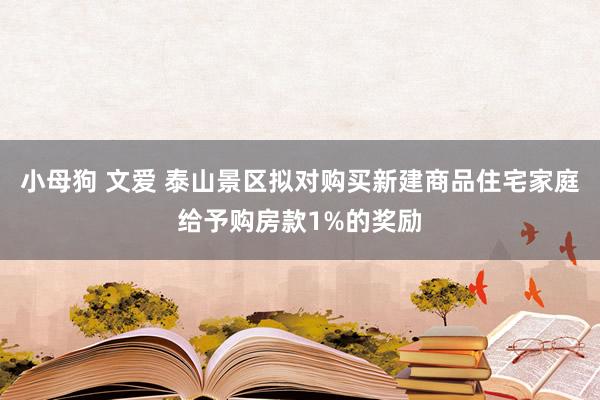 小母狗 文爱 泰山景区拟对购买新建商品住宅家庭给予购房款1%的奖励