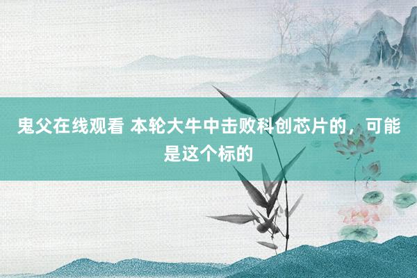 鬼父在线观看 本轮大牛中击败科创芯片的，可能是这个标的