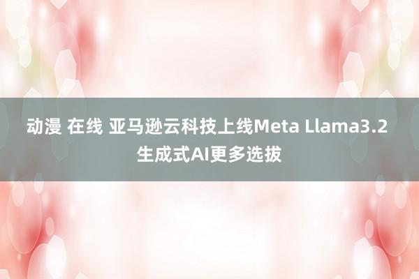 动漫 在线 亚马逊云科技上线Meta Llama3.2 生成式AI更多选拔