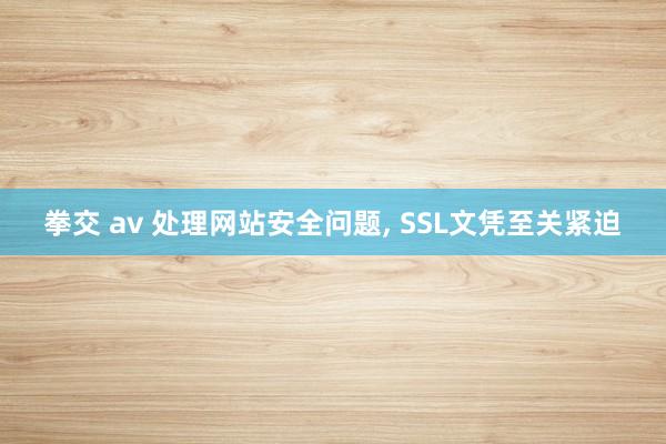 拳交 av 处理网站安全问题， SSL文凭至关紧迫