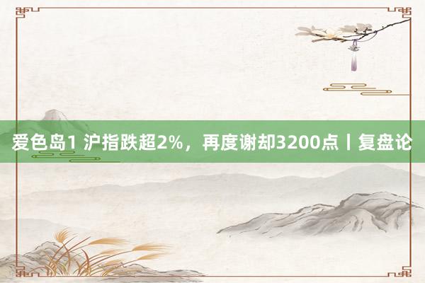 爱色岛1 沪指跌超2%，再度谢却3200点丨复盘论