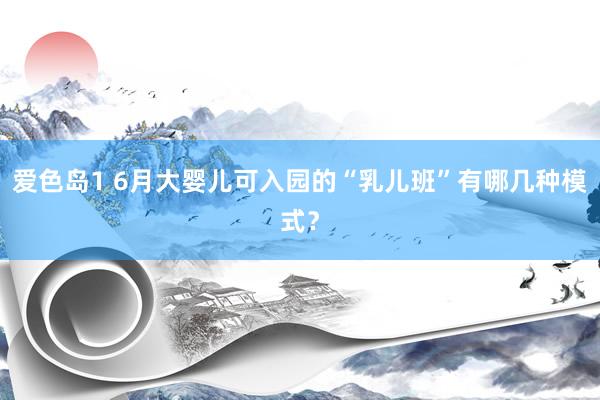 爱色岛1 6月大婴儿可入园的“乳儿班”有哪几种模式？