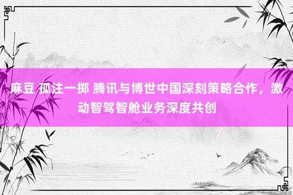 麻豆 孤注一掷 腾讯与博世中国深刻策略合作，激动智驾智舱业务深度共创