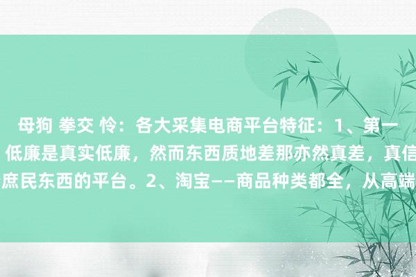 母狗 拳交 怜：各大采集电商平台特征：1、第一个：拼多多——货价同源，低廉是真实低廉，然而东西质地差那亦然真差，真信得过实卖老庶民东西的平台。2、淘宝——商品种类都全，从高端粉碎到平价小物件应有尽有。既有大...