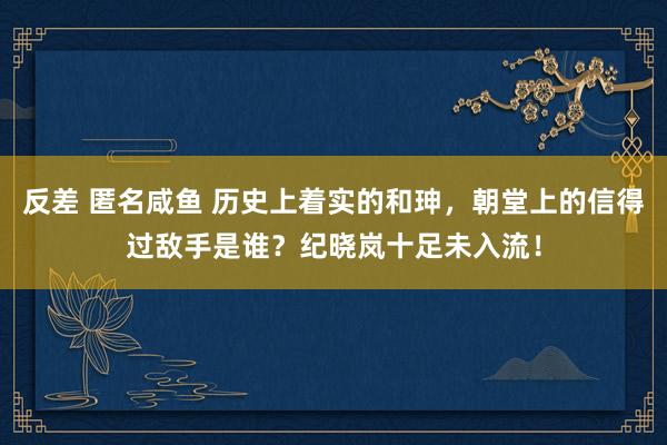 反差 匿名咸鱼 历史上着实的和珅，朝堂上的信得过敌手是谁？纪晓岚十足未入流！