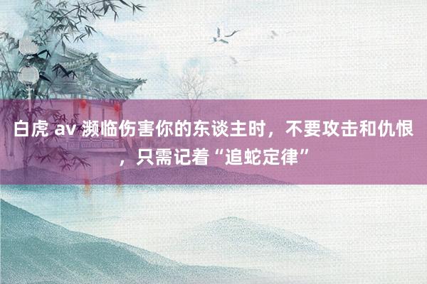 白虎 av 濒临伤害你的东谈主时，不要攻击和仇恨，只需记着“追蛇定律”