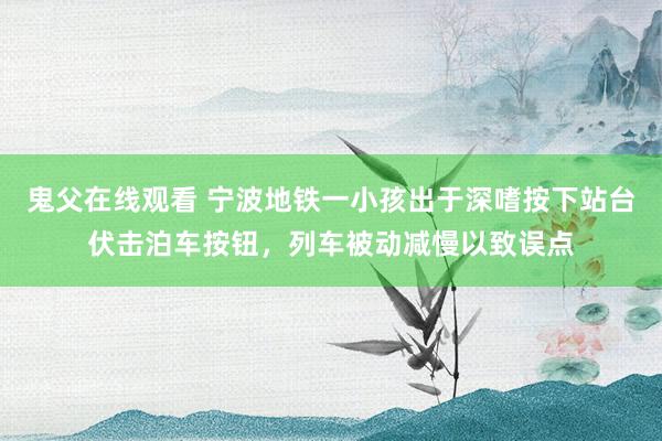 鬼父在线观看 宁波地铁一小孩出于深嗜按下站台伏击泊车按钮，列车被动减慢以致误点