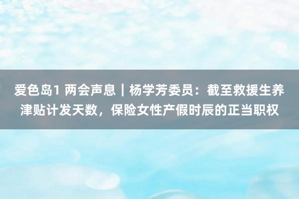 爱色岛1 两会声息｜杨学芳委员：截至救援生养津贴计发天数，保险女性产假时辰的正当职权